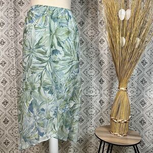 Kathie Lee  Green Floral Midi Skirt Size 6